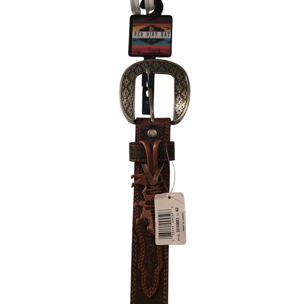 NWT Red Dirt Brown Turquoise Women's Western Cowgirl Belt Sz 42 Snap Buckle - Picture 5 of 10
